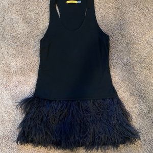 Black feathered dress ( Alice+Olivia )